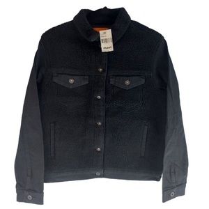 Mavi New Fit Women Oversized Small Button Front Denim Fleece Jean Jacket